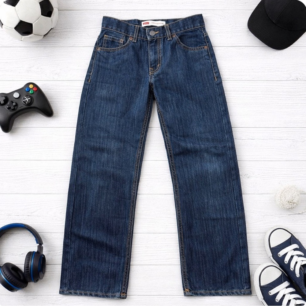 Levis 514 Jeans Boys Size 12 Reg 26x26 Straight Adjustable Blue Stretch Denim